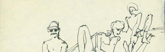 BLADE (Neel Bate), Untitled, 1976, Ink on paper, 8 x 7.25 in. Collection of Leslie Lohman Museum.