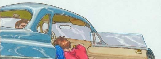 MICHAEL KIRWAN. Car Park (Detail), 1999, Watercolor marker with ink on paper, 14 x 11. Collection of Leslie Lohman Museum.