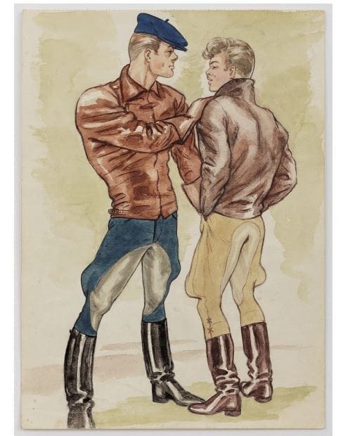 MORE EXHIBITION INFO TOM OF FINLAND (Touko Laaksonen, Finnish, 1920 – 1991), Untitled, 1947, Gouache on paper, 11.31 x 8.19 in (28.7 x 20.8 cm), © 1947 Tom of Finland Foundation