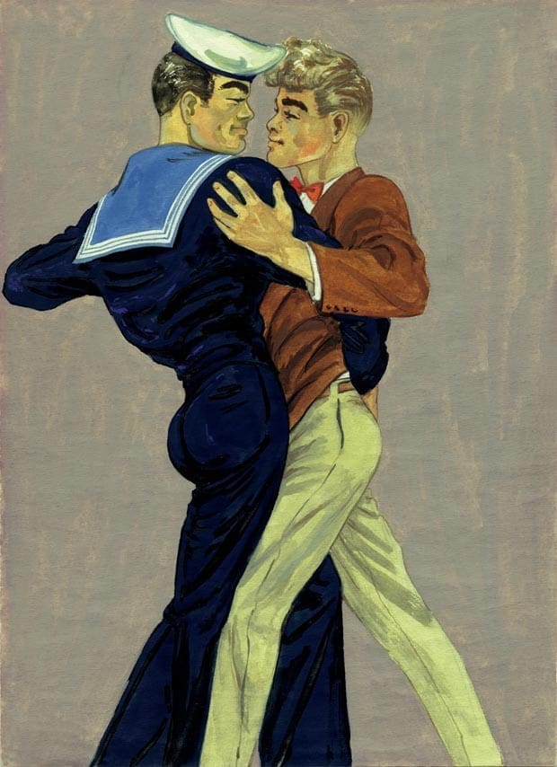 TOM OF FINLAND (Touko Laaksonen, Finnish, 1920 – 1991), Untitled, 1947, Gouache on paper, 11.38” x 8.31”,Tom of Finland Foundation Permanent Collection, © 1947 Tom of Finland Foundation