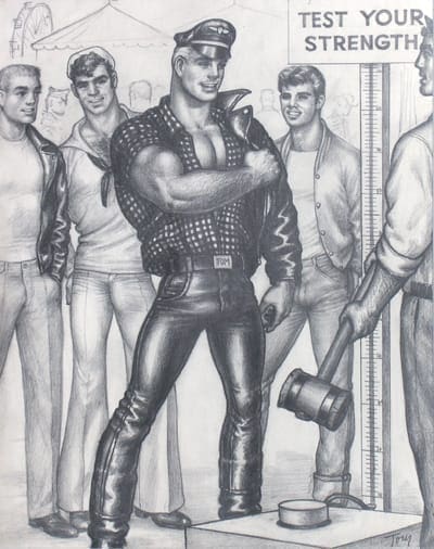 TOM OF FINLAND (Touko Laaksonen, Finnish, 1920 – 1991), Untitled, 1961, Graphite on paper, Tom of Finland Foundation Permanent Collection #61.11, © 1961 Tom of Finland Foundation