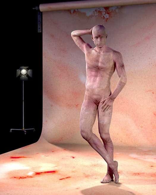COMPLETE ARTICLE FELIPE MERES (USA) Genesis 2 male, measuring gaze, pure anality, 2014 Digital collage, inkjet print on luster paper, 50” x 40”