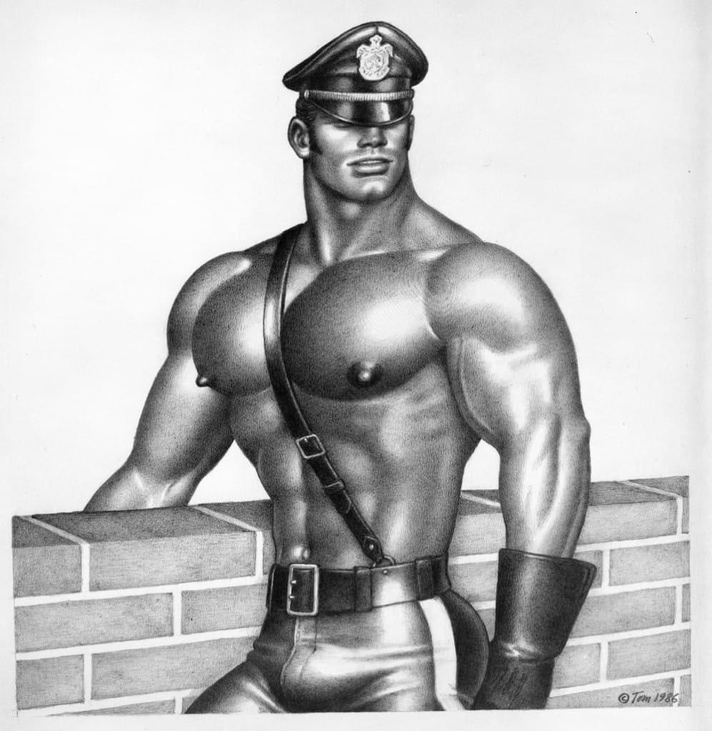 TOM OF FINLAND (Touko Laaksonen, Finnish, 1920 – 1991), Untitled, 1986, Graphite on paper, 16.50” x 12.25”, © 1986 Tom of Finland Foundation 