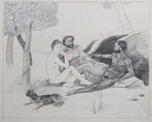 MORE WORKS PATRICK ANGUS (1953-1992), Dejeuner sur L'herbe, 1/22/79, 1979, Graphite on paper, 13 1/2" x 17"