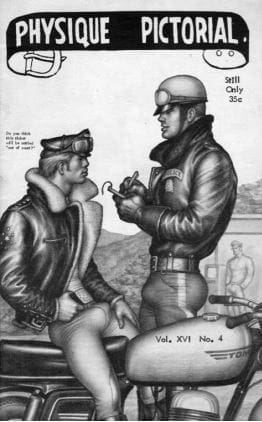 BOB MIZER, Physique Pictorial , 1968. Artwork: TOM OF FINLAND, 1962. Printed with permission of Bob Mizer Foundation, Inc.