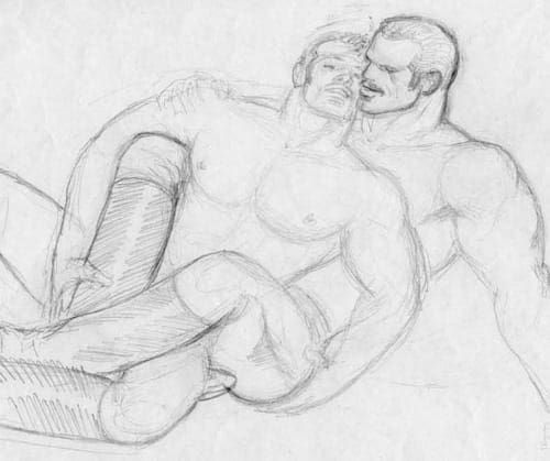 Detail from Untitled (Preparatory drawing). Grand Prize for 2014 Tom of Finland Emerging Artist Competition
