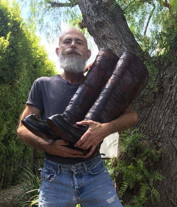 ENLARGE As seen in his drawings, TOM’s traditional Finnish boots from Lapland (lapikkaat) painstakingly restored by Dave Alexson…