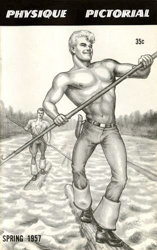  Bob Mizer, Physique Pictorial, Volume 7, Number 1; 1957; Publication; Printed with permission of Bob Mizer Foundation, Inc. Artwork by Tom of Finland © 1957 Tom of Finland Foundation, Inc.