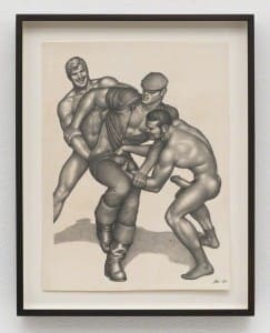 TOM OF FINLAND (Touko Laaksonen, Finnish, 1920 – 1991), Untitled, 1975, Graphite on paper, 11.89” x 8.94”, ToFF #75.82, © 1975 Tom of Finland Foundation David Kordansky Gallery