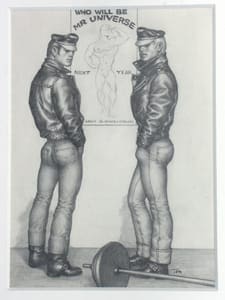 Tom of Finland, Untitled (Two men at poster), 1963 (c) Tom of Finland Foundation